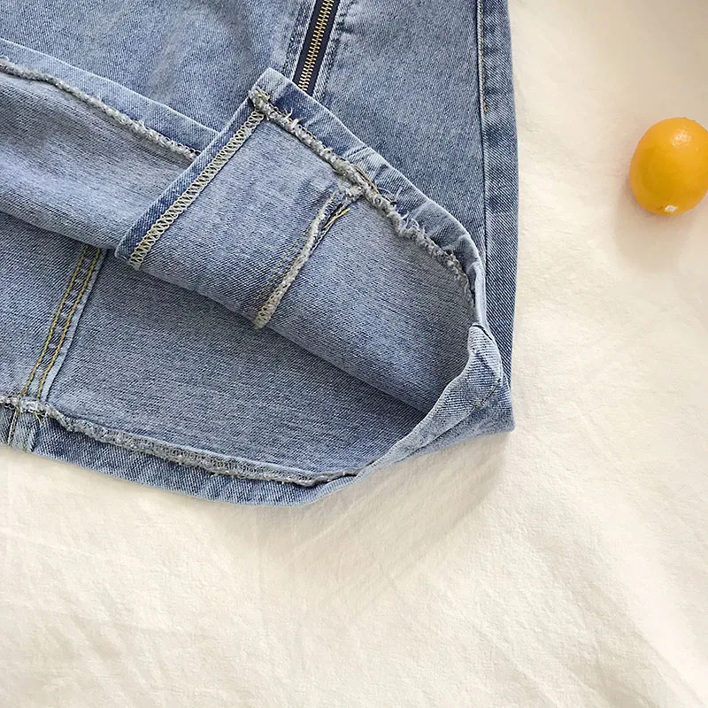 Юбка Женская Асимметричная из денима Модная элегантная повседневная