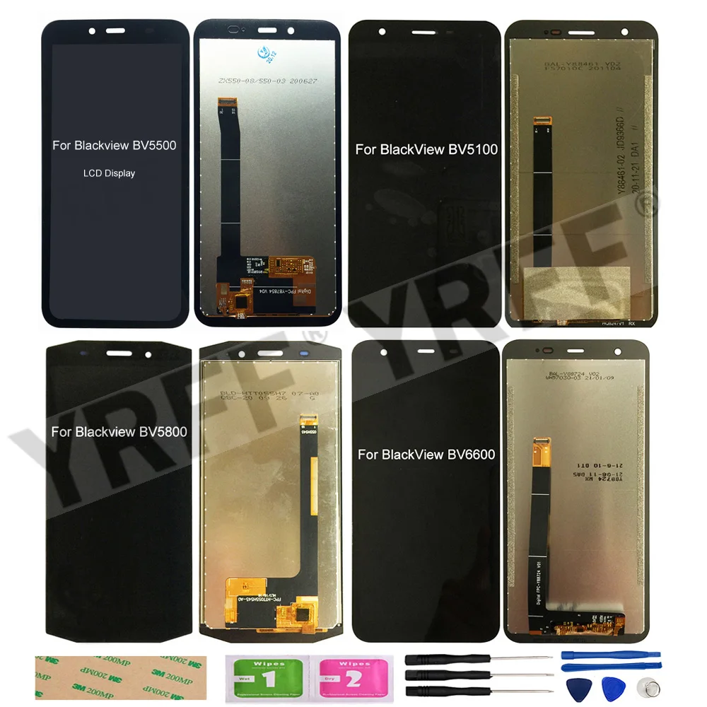 

ЖК-дисплей для Blackview BV5800, для Blackview BV6600, BV5500, BV5100, кодирующий преобразователь сенсорного экрана в сборе, запасные части, бесплатные инструмент...