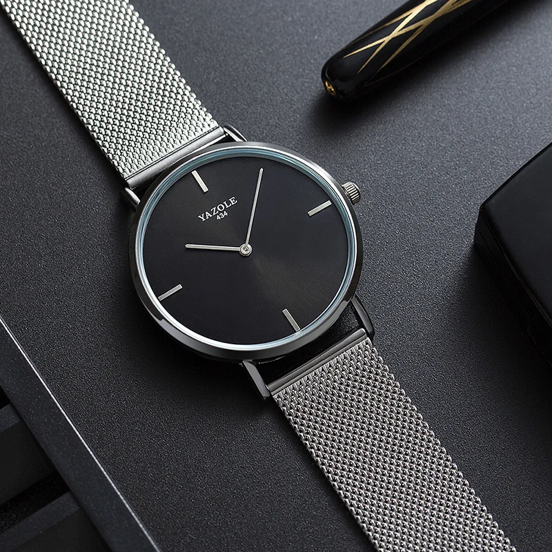 

Watch Men Army Military Sport Wrist Watch Wristwatch YAZOLE Men's Watch Fashion Business Rose Gold Mesh Belt Relogio Masculino