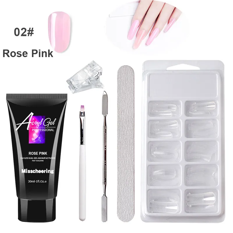 set2 rose pink 30 мл поливинилхлоридный гель для наращивания пальцев, прозрачный УФ-гель для ногтей, светодиодный акриловый гель для наращивания ногтей - Цвет: set2 rose pink