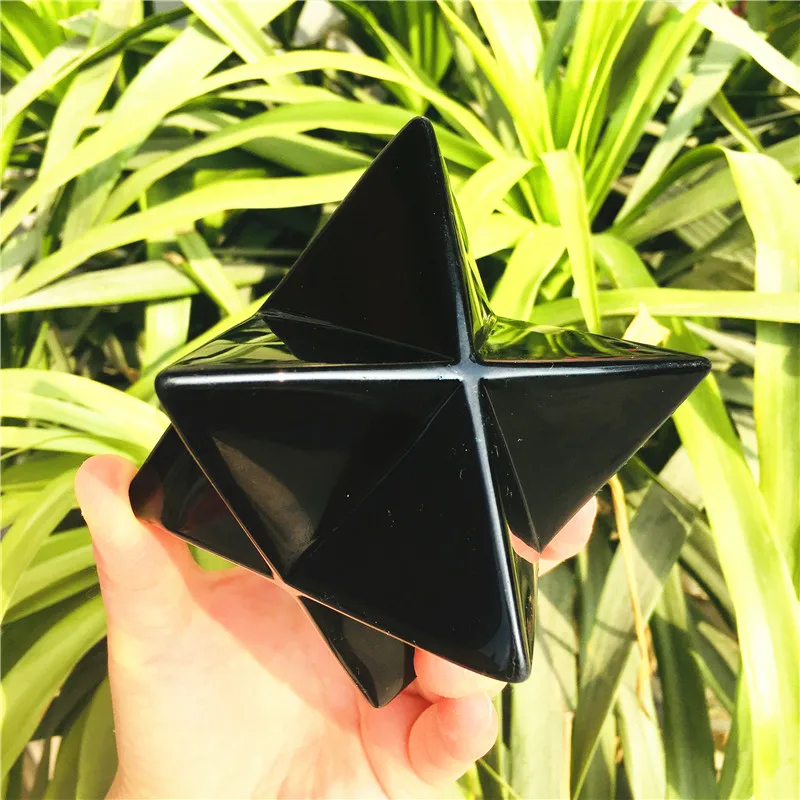 

big 7cm natural obsidian crystal Merkabah Pendulum Crystal Stones Merkaba Stars Jewelry Necklace Healing Energy Minerals