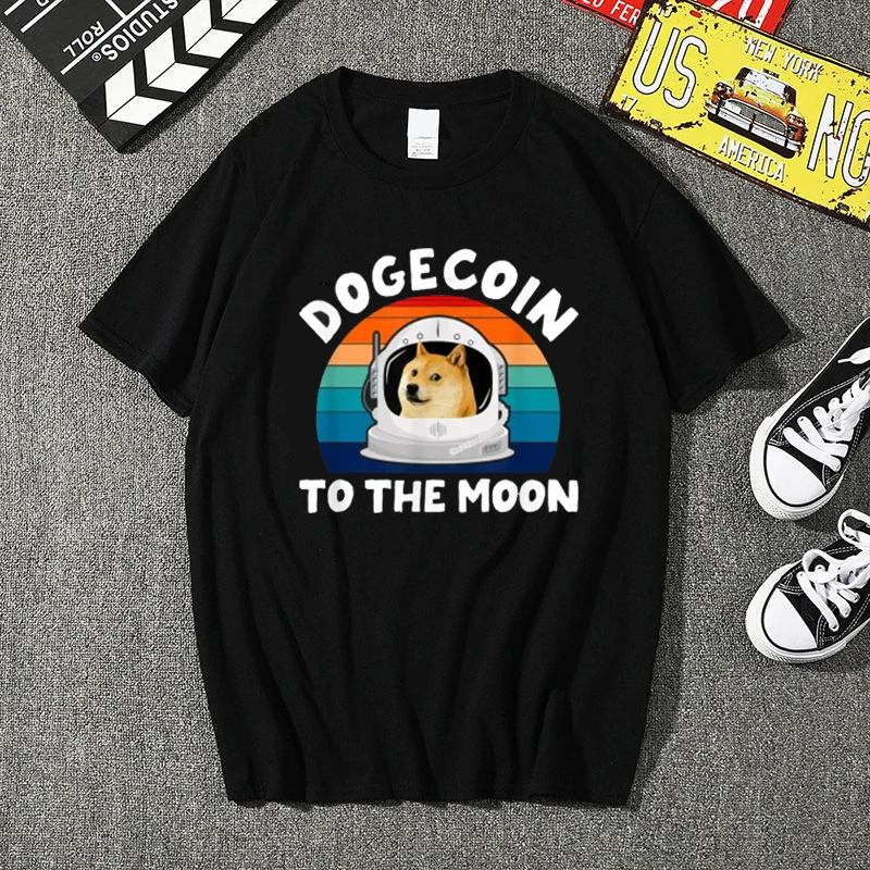 Свободная Повседневная хлопковая Футболка Doge cryptocurrent dogecoin to the moon age coin | Мужская
