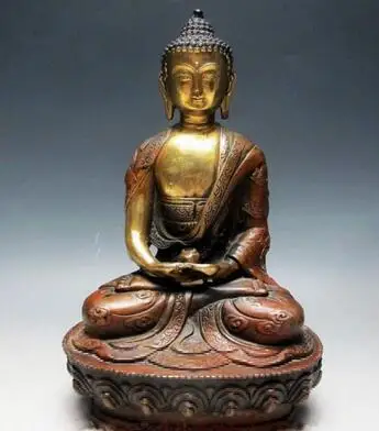 

Tibet Tibetan Buddhism Bronze Gilt Sakyamuni Buddha Medical God Statue 21cm