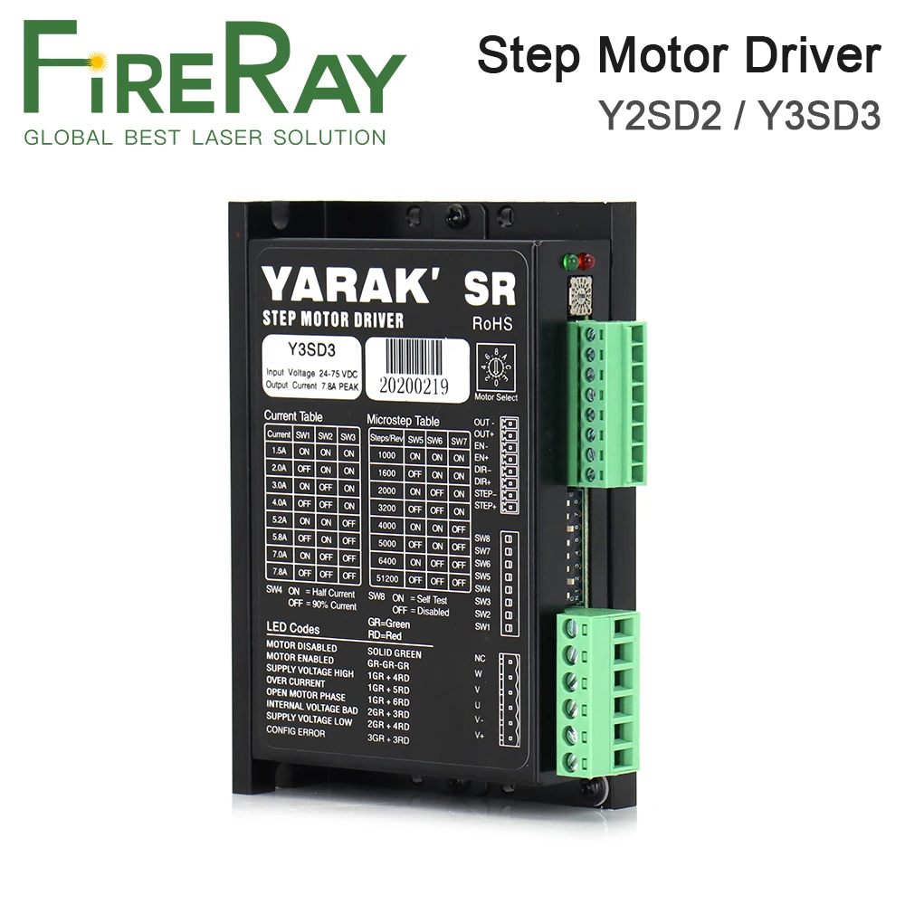 

FireRay Stepper Motor Driver 2Phase Y2SD2 24-48VDC Y3SD3 3Phase Match with Nema23 Nema24 Stepper Motor