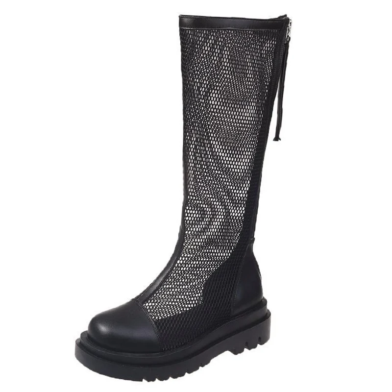 

Mesh Breathable High-tube Boots Women Sandals Boots Summer 2021 New Thick-soled Handsome Knight Boots Woman Casual Boots Wedges