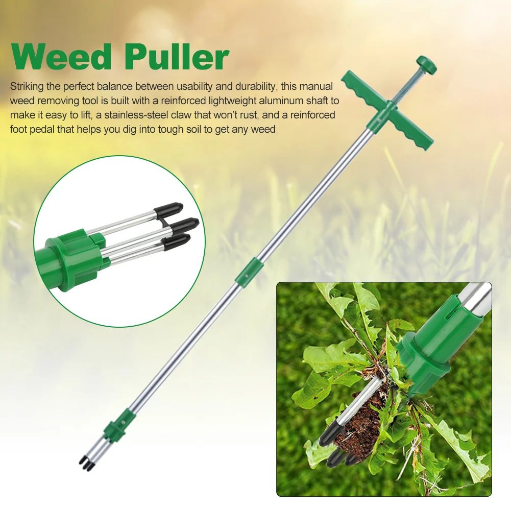 

Patio Weed Puller Stand Up Ergonomic Long With 3 Claws Root Removal Gadern Tool 39inch New Greenway Stainless-steel Claw