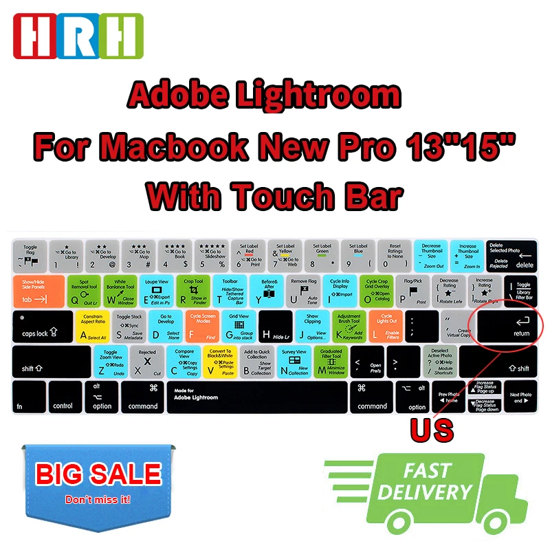 Чехол для клавиатуры HRH Adobe lighroom функциональная Силиконовая накладка на