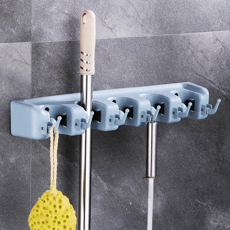 

3 Styles Mop Holder Storage Rack Hook Wall Mounted Multi-Functional Mount Screw Broom Holder With wheel
