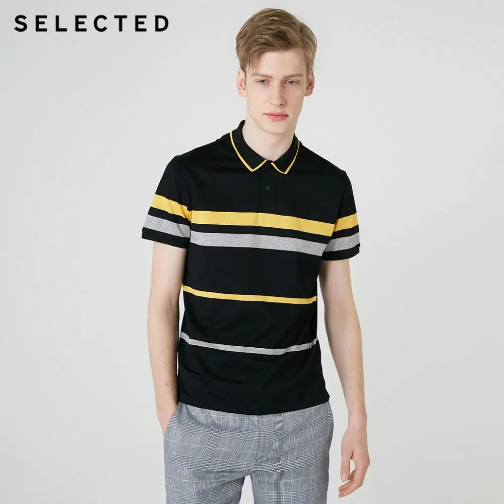 Мужская футболка поло в полоску из 100% хлопка с воротником стойкой и короткими