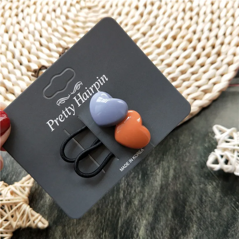 

2PC Heart Lovely Children Princess Candy Color Thumb Small Rubber Hair Circle Hair Accessories Baby Hair Rope HeadWear