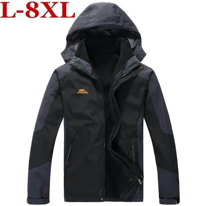 Мужская классическая куртка размера плюс 8XL 6XL 5XL 2 в 1 мужская модная бомбер из