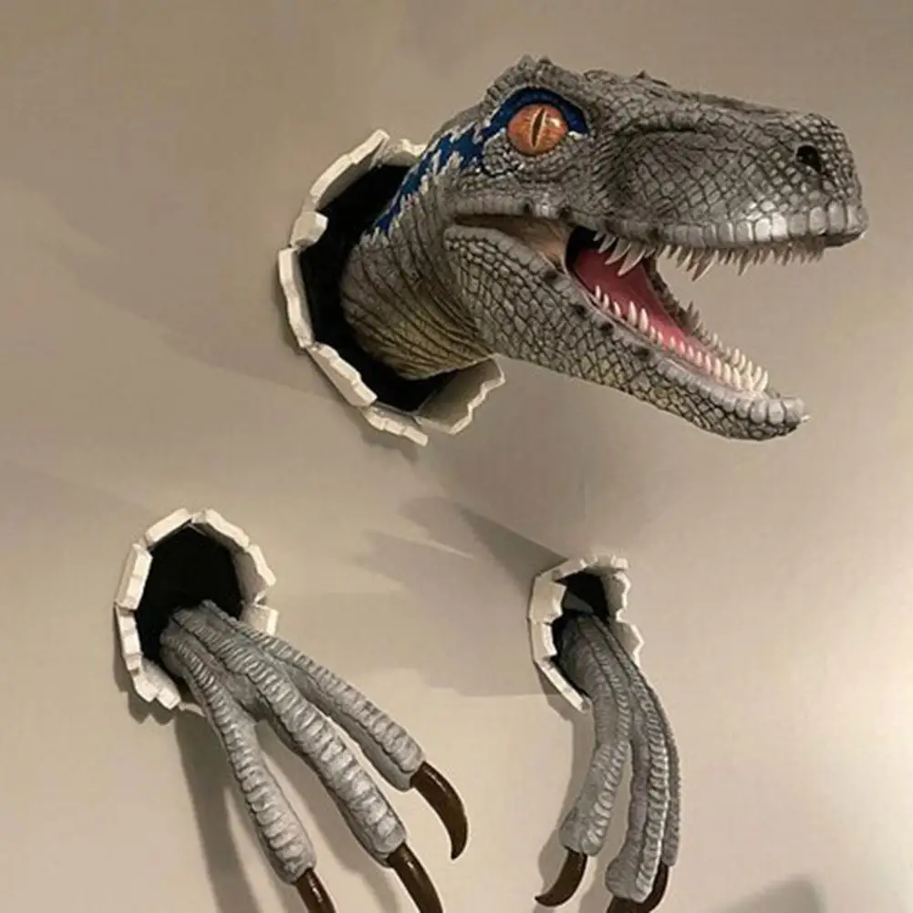1 Set Cartoon Funny Imitation Delicate Dinosaur Wall Statue Figurine Emulsion Decorative Props | Дом и сад
