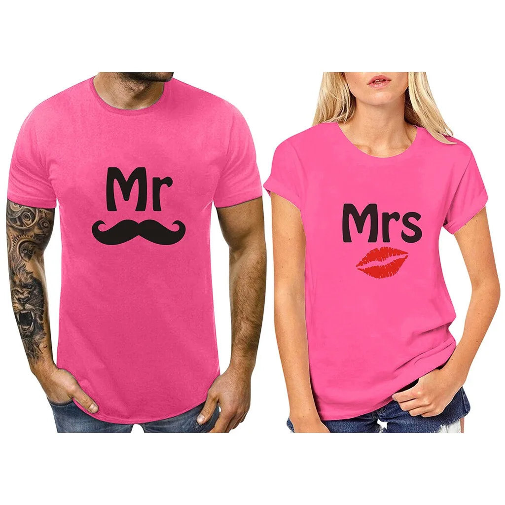 Enjoy the Spirit/Новые летние забавные парные футболки с принтом Mr mrs Love хлопковые