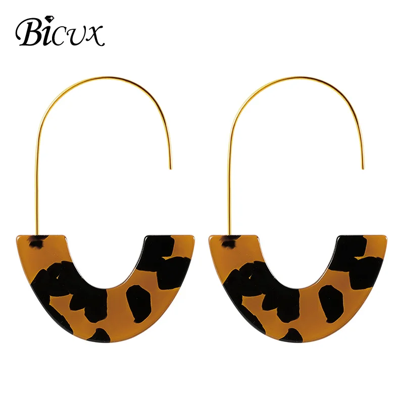 Brown 4 BICUX модные богемные массивные акриловые Висячие серьги для женщин винтажные корейские геометрические висячие серьги ювелирные изделия - Окраска металла: Brown 4