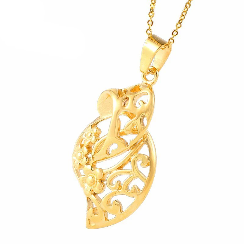 RIR из нержавеющей стали золотой геометрической формы полые цветок ожерелье