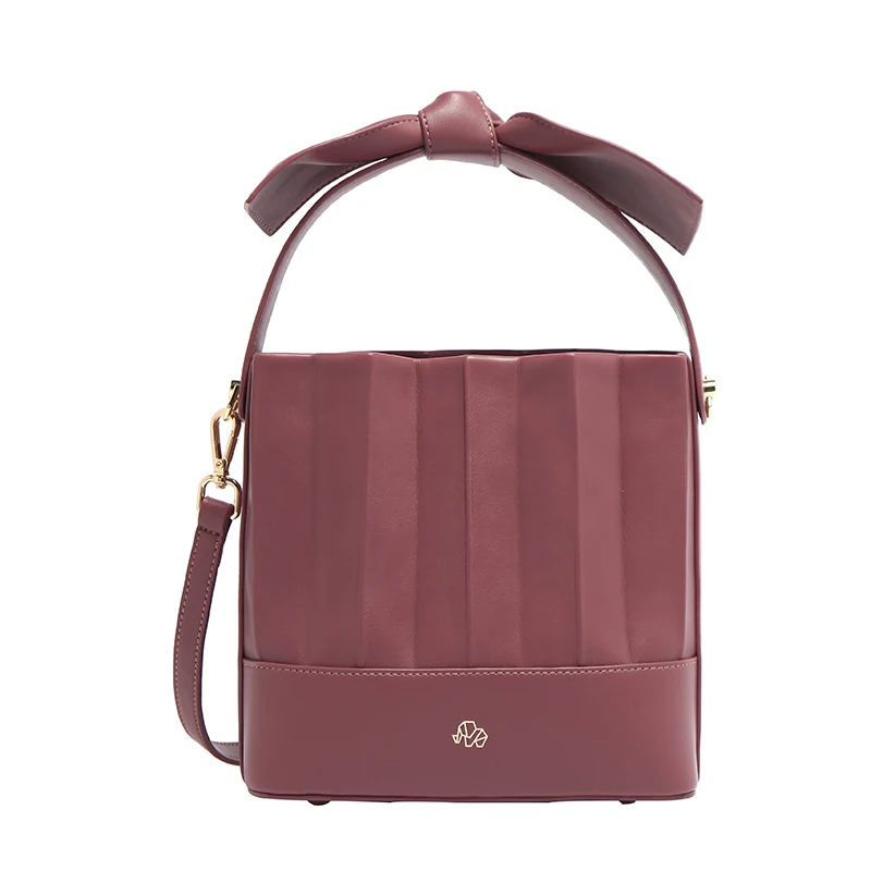 

Korean 2020 New Fashion Bucket Bag Women's Large Capacity One Shoulder Korean Pleated Pack Solid Color Simple D067