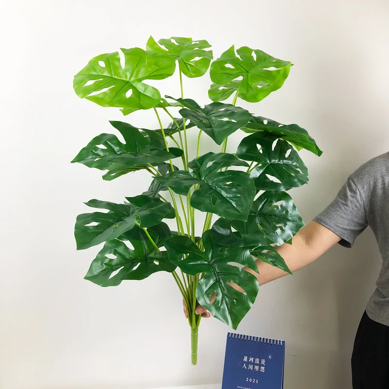 

75cm 24 Forks Tropical Monstera Large Artificial Plants Branches Fake Turtle Leaf Plastic Palm Tree For Home Offcie Garden Decor