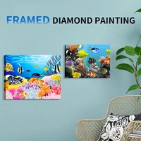 5d diy ocean fish framed diamond painting diamond mosaic cross stitch full of resin diamonds drill decor for home