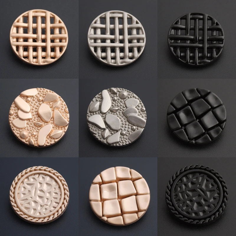 Черные Модные металлические пуговицы с хвостовиком 6 шт. декоративные круглые