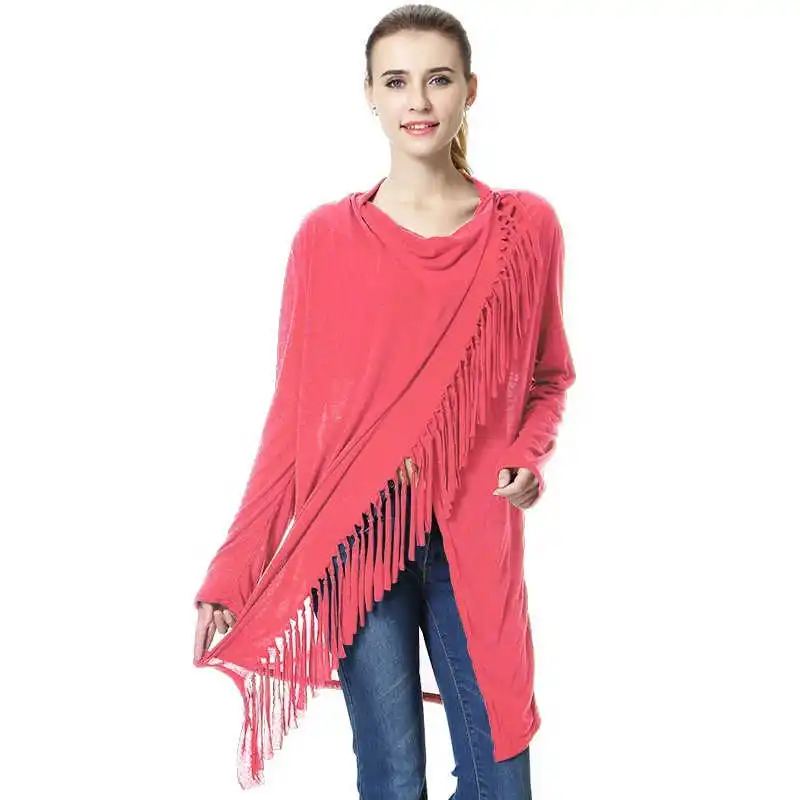 

Women's Cardigan Knitted Tassel Irregular Poncho Sweater Tops Baggy Jacket Coat Size S-3XL
