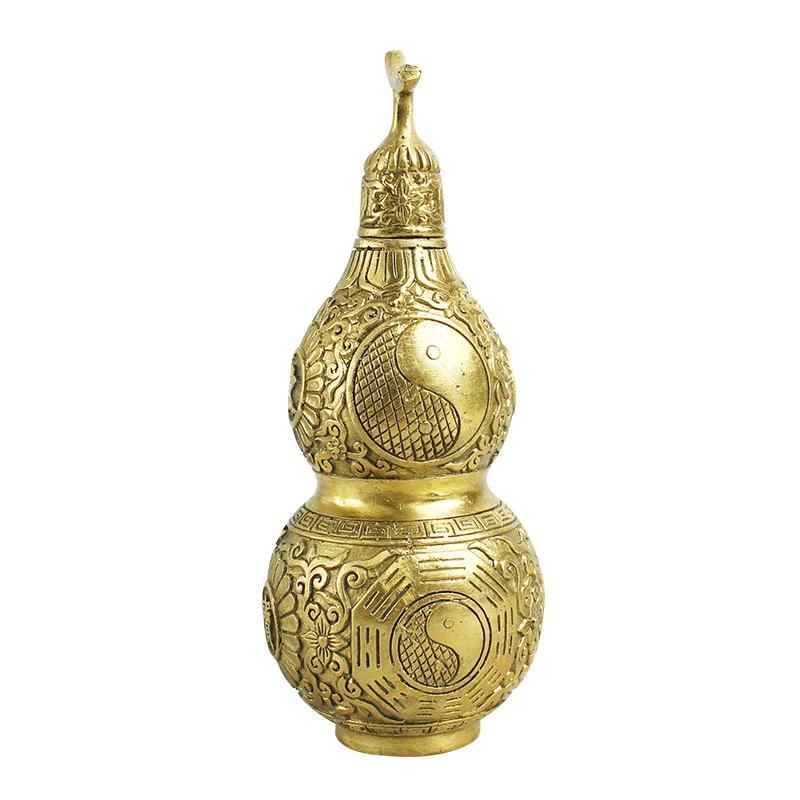 La buena suerte tradicional china Wu Lou Hu Lu calabaza Cucurbit para la riqueza Natural Feng Shui calabaza de lat&oacute;n Mental pacifica mejorar la suerte-1