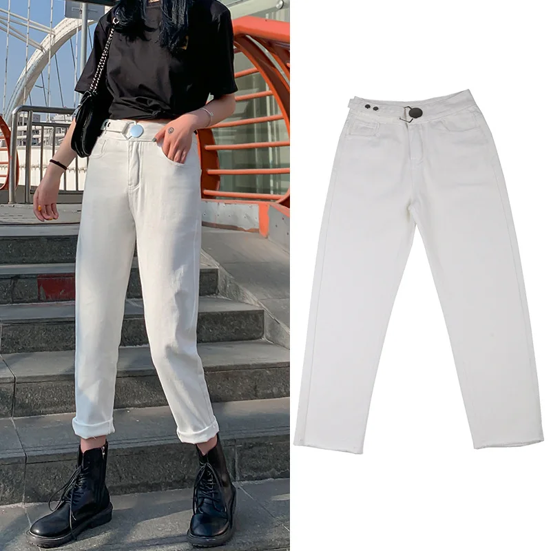 

Spring And Summer 2022 Large Size 5XL High-waisted Daddy Pants Jeans Women's Straight Thin Nine-point Harem Pants Carrot Pants