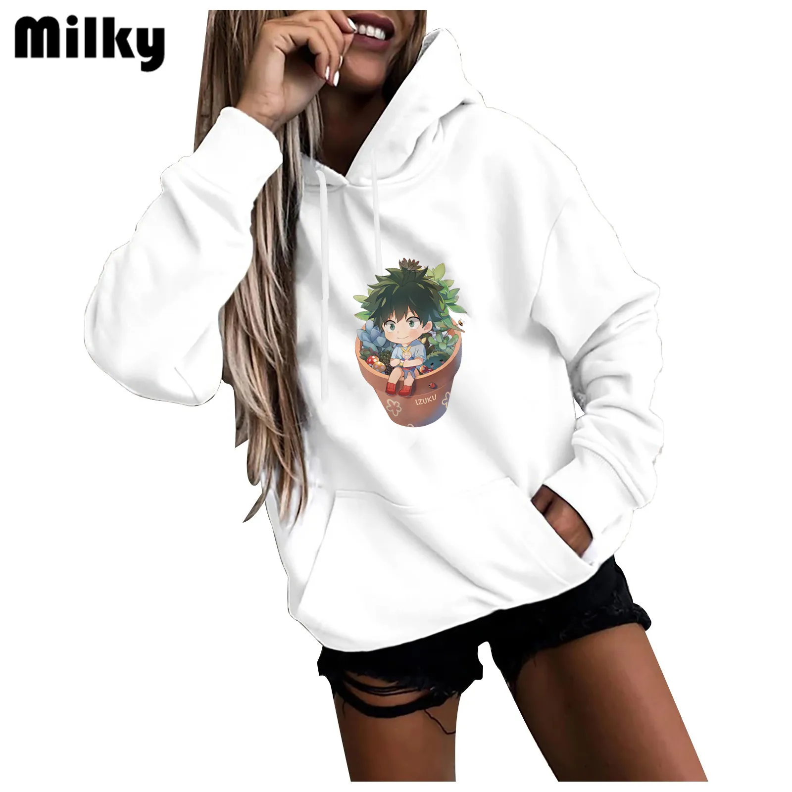 

My Hero Academia Anime Sweatshirt Women graphic Hoodie Pullover Long Sleeve Vintage Oversized Sweatshirts Women's Sweater Tops