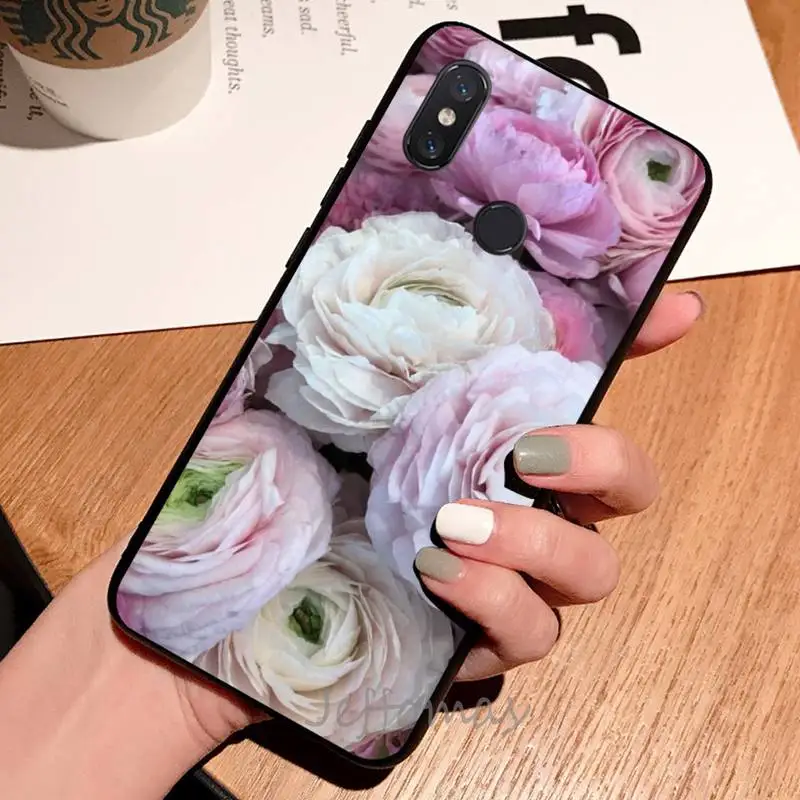 

Flower Pink Purple Peony Rose Phone Case For Xiaomi Redmi note 7 8 9 t max3 s 10 pro lite coque shell cover funda