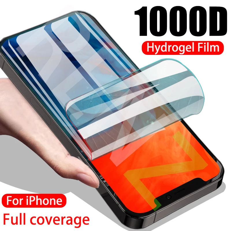 Гидрогелевая пленка с полным покрытием 1000D для iPhone 12 Pro Max 11 XS XR X 12Mini Защита экрана 6