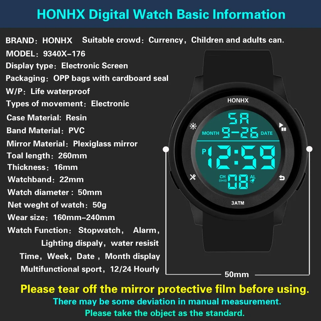 

Outdoor Sport Men Watches Digital Waterproof Led light Stopwatch Date Rubber Belt Watch Men Wrist Clock Reloj Hombre homme