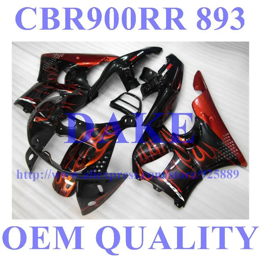 

DAKE Hi-Quality fairing kits for HONDA CBR900RR 893 96 97 CBR 900RR 96 97 1996 1997 CBR893 ABS orange flame black motorcycle fa