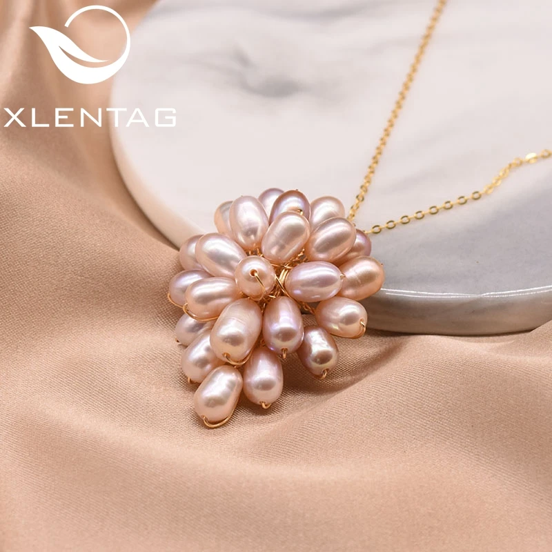 XlentAg Оригинальное натуральное розовое жемчужное сердце ожерелье из