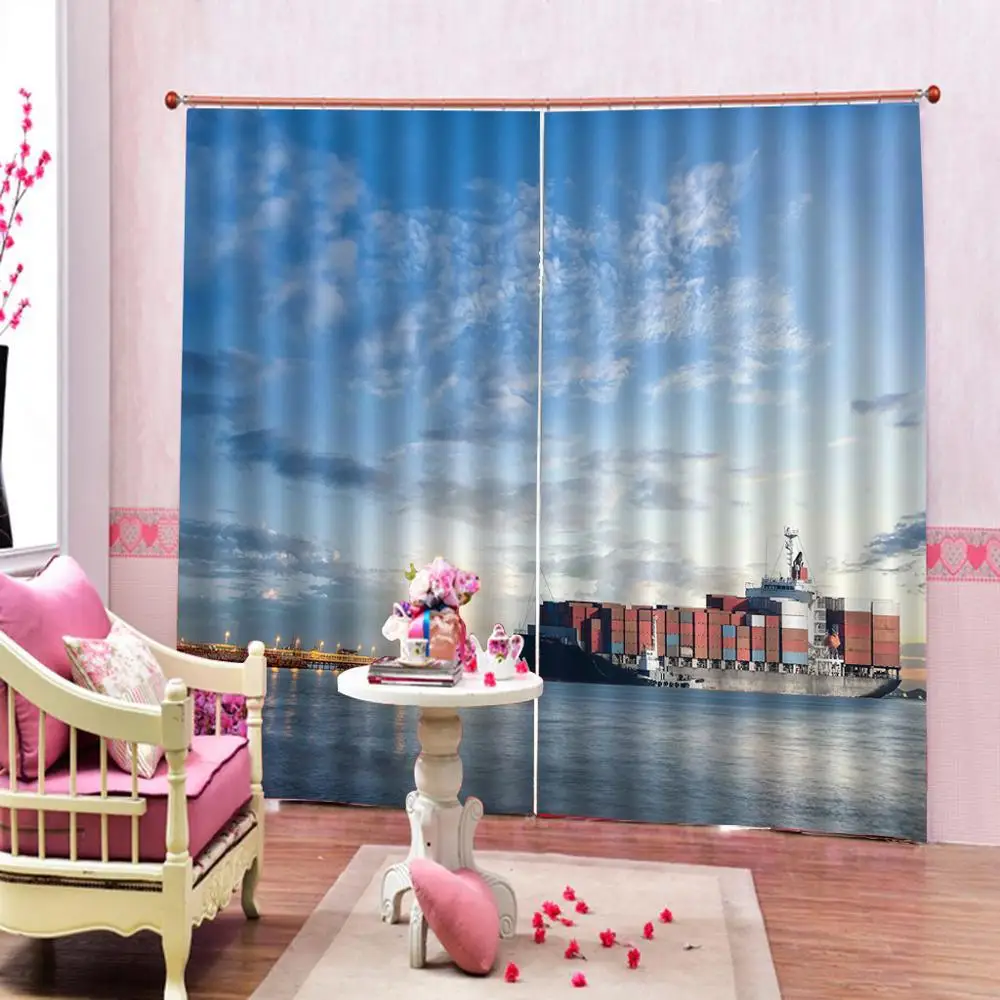 Шторы с голубым небом 3D занавески роскошные светонепроницаемые для гостиной