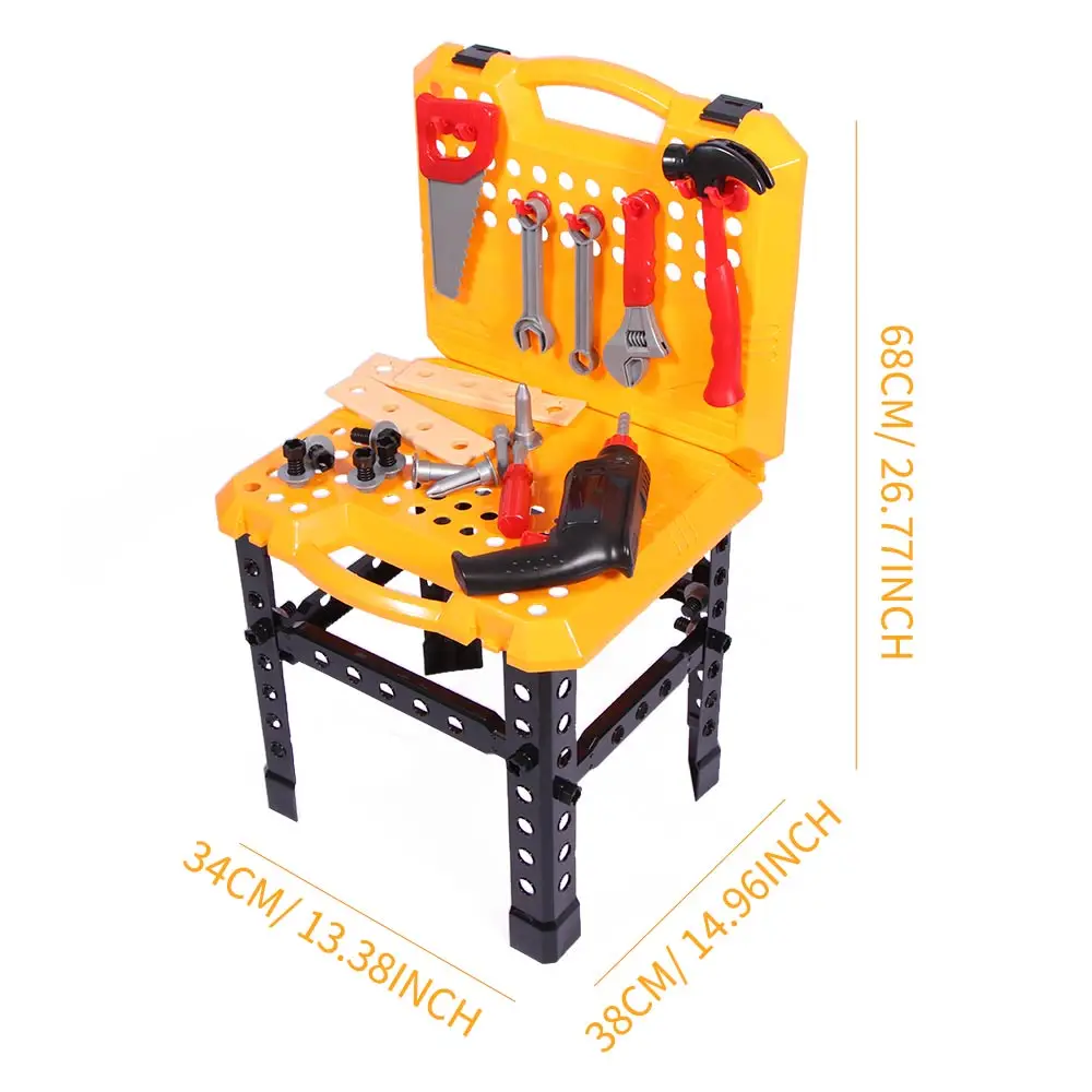 

Children'S Simulation DIY Tools Chair Toys Baby Repair Work Bench With Repair Tool Kit Kids Role Play Puzzle Desk Toys 57pcs/Set