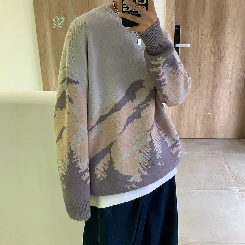 

Gradient men's sweater casual T-shirt