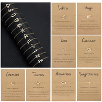 new simple zodiac design twelve constellation pendant link chain bracelet for women ladies fashion charm bracelet jewelry gift