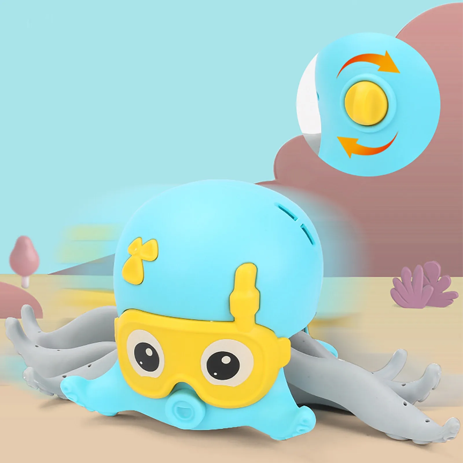 

Cute Creative Pull Shower Toys For Babys Cartoon Walking Octopus-swimming Model Wind Up Clockwork Decompression Toys For Baby