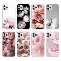 peonies beautiful flower phone case for iphone 13 mini 12 11 pro max xs xr x 7 8 plus se 2020 transparent cover