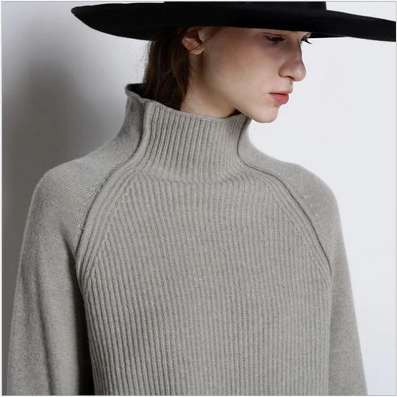 Autumn Winter Women Knit Sweater High Collar Long Sleeve Pullover Tops Thick Warm Loose Female Wild Bottoming Sweaters Plus Size S105 |