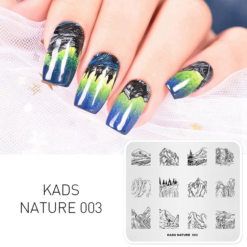 Nature 003 KADS Стемпинг 34 дизайнов цветы живоные геометрический шаблон Пластины для стемпинга Штамп для ногтей Трафареты для ногтей для М - Цвет: Nature 003