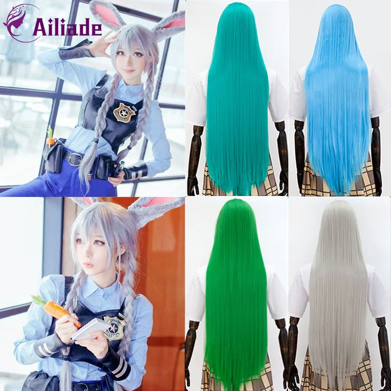 Женские синтетические парики AILIADE длинные прямые для косплея 100 см розовые синие