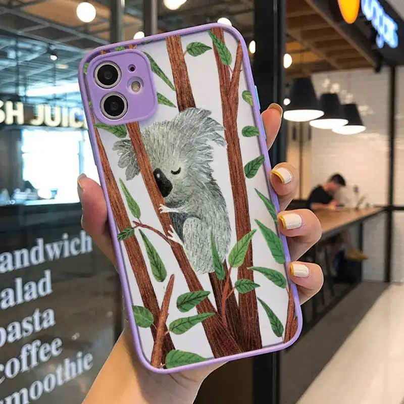 

Cartoon Animal Koala Phone Case For iphone 12 11 Pro Max X XS Max XR 7 8 6 Plus 12mini Translucent Matte Shockproof Case