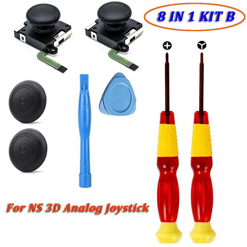 8 IN 1 Kit B 3D аналоговый геймпад переключатель Thumb Stick для NAND NS Joy Con Joystic sensor Module Repair инструмент для замены JoyCon+ водительский инструмент - Цвет: 8 IN 1 Kit B