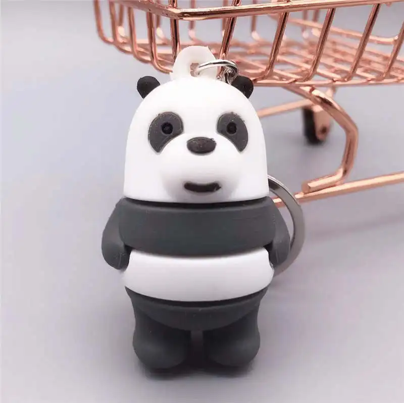 panda 2 LXJERY 3 вида стилей милый мультяшный медведь панда полярный медведь брелок ПВХ Мы Голые Медведи брелок для женщин сумка Шарм брелок подарки - Цвет: panda 2