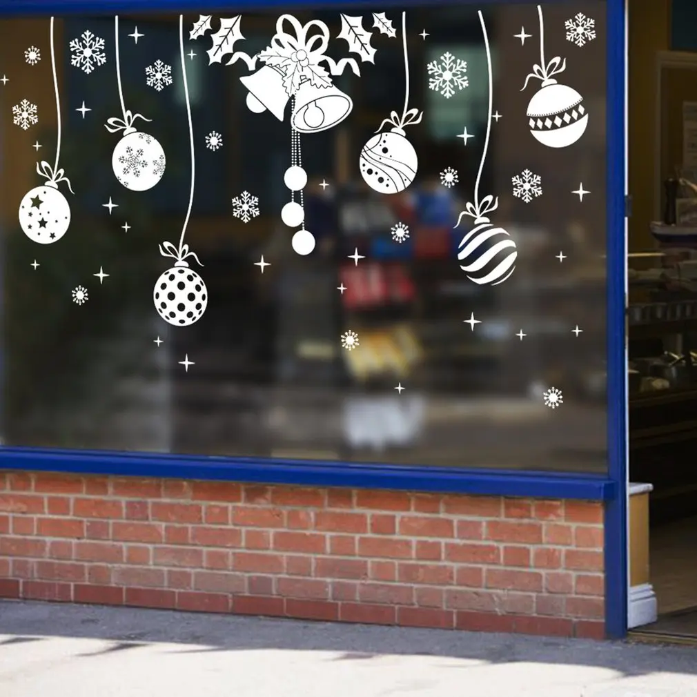 Рождественская Снежинка, колокольчик, настенная наклейка, декоративное бумажное украшение для дома