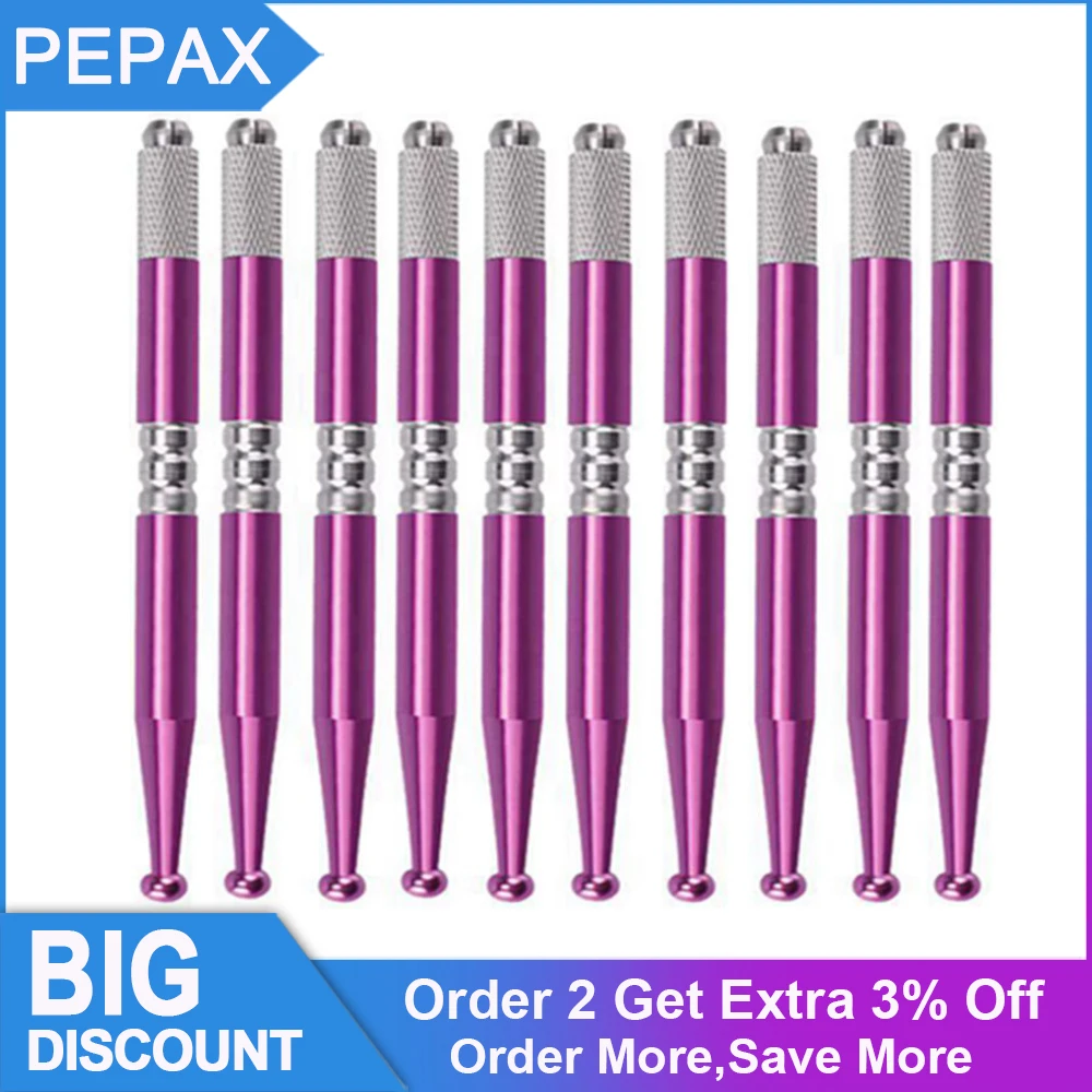 

10Pcs Microblading Pens Manual Tattoo Eyebrow Pens for Permanent Makeup Rable Aluminum Pen with Lock-Pin Tattoo Microblading Pen