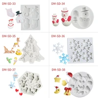 food grade silicone 3d christmas tree deer snowmansnowflake sock shape silicone mold cake decorating tool