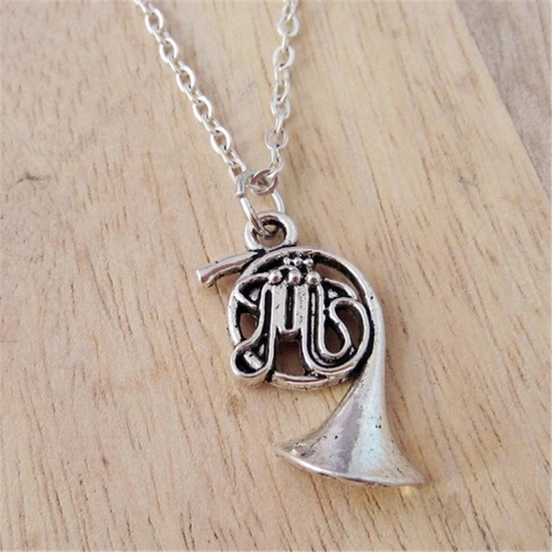 

French Horn Necklace Instrument Pendant Band Jewelry Music Lover Gift