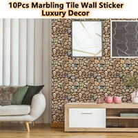 10pcs self adhesive 3d panel diy wallpaper living room luxury decor bathroom waterproof marble peel and stick brick wall sticker