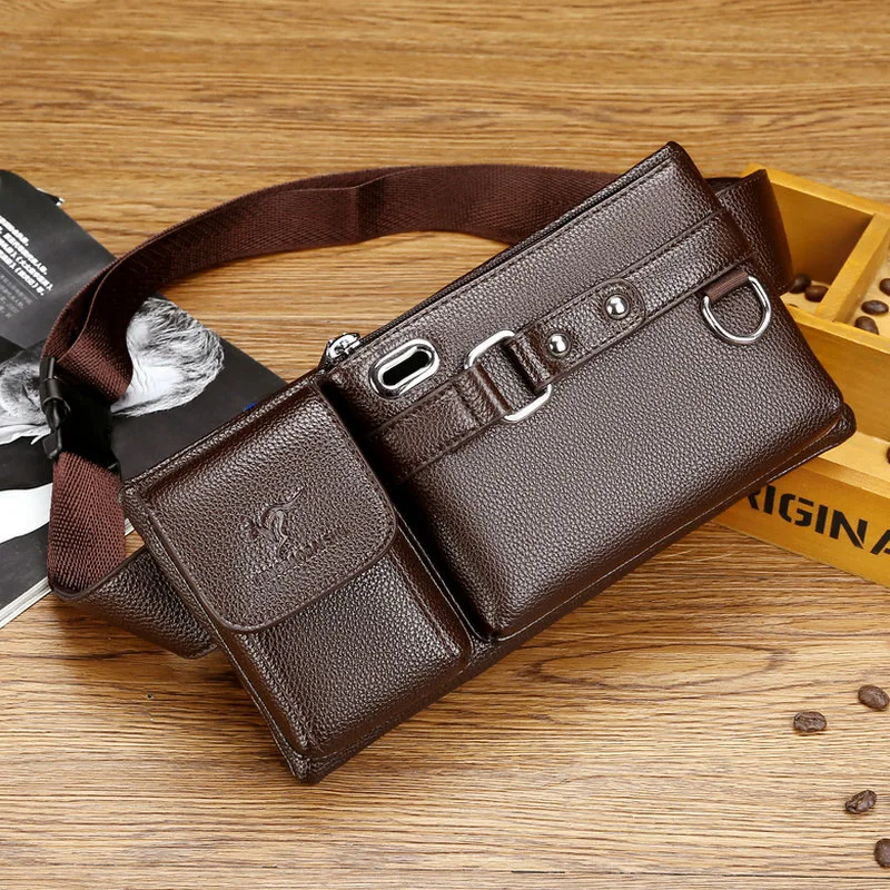 

Men's Business Casual Travel Fanny Pack Waterproof Waist Bag for Men Lightweight Man Belt Pouch Phone Pocket Men's Shoulder Bag